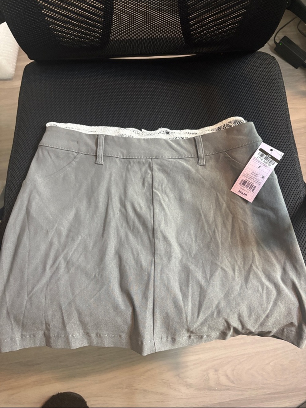 Gray Lace-Trim Skirt